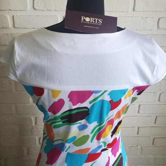 NWT Ports International Floral Tulip Dress White, Pink, Red, Blue Retro Size 6 - Picture 8 of 12